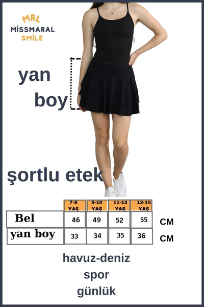 Qora Mykonos Shortli Yubka Hovuz-dengiz Spor Va Kundalik Ishlatish Uchun Skirt With Shorts 4101 - 5