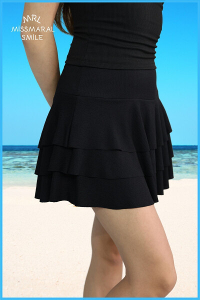 Qora Mykonos Shortli Yubka Hovuz-dengiz Spor Va Kundalik Ishlatish Uchun Skirt With Shorts 4101 - 6