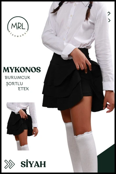Qora Mykonos Shortli Yubka Hovuz-dengiz Spor Va Kundalik Ishlatish Uchun Skirt With Shorts 4101 - MISSMARAL (1)
