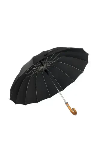 Qora naqshli yog'och dastali 16 po'lat simli Premium hashamatli erkaklar трости зонтиги M21marmpr1025r003-Qora Kulrang - MARLUX (1)