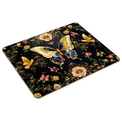 Qora Oltin Kapalak Sürgich Mouse pad Sozlangan Sürgich Sirpanmaydigan Kauchuk Asos Kompyuterlar Noutbuk Ofis Stol Aksessuarlari Sürgich - 2