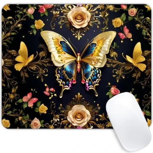 Qora Oltin Kapalak Sürgich Mouse pad Sozlangan Sürgich Sirpanmaydigan Kauchuk Asos Kompyuterlar Noutbuk Ofis Stol Aksessuarlari Sürgich - 1