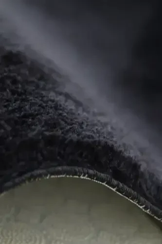 Qora Oval Pochta Gilam Yumshoq Sirpanmaydigan Dot Taban Antibakterial-Qora - 1