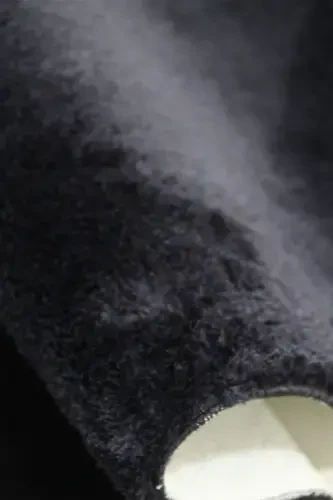 Qora Oval Post Plush Yumshoq Yuviladigan Sirpanmaydigan Nuqta Taglik Antibakterial Salon Koridor Bolalar Gilami-Qora - 1