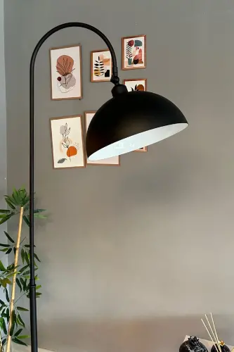 Qora pol chiroq, harakatlanuvchi bosh, zamonaviy dekorativ metall mehmonxona, o'quv xonasi chiroq - qora - 3