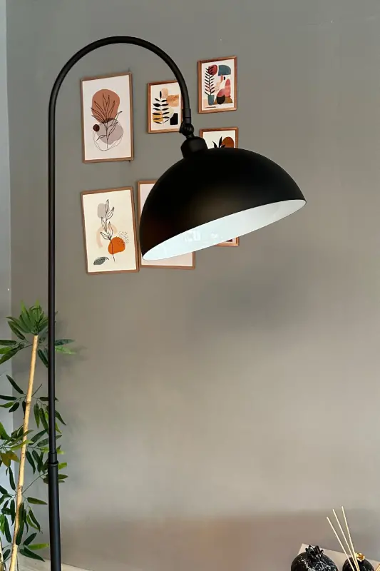Qora pol chiroq, harakatlanuvchi bosh, zamonaviy dekorativ metall mehmonxona, o'quv xonasi chiroq - qora - 3