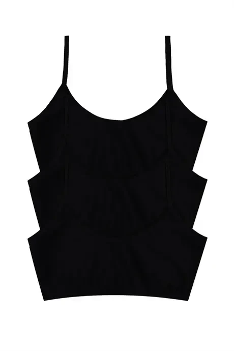 Qora qizlar uchun paxta matosli 3 dona yarim atlet - 2