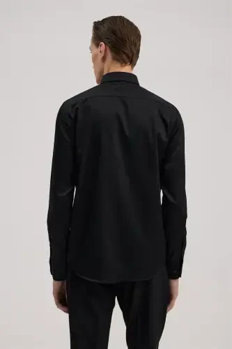 Qora, qulay bichimli, 100% paxta, dazmollashni talab qilmaydigan Non Iron ko'ylak - 4