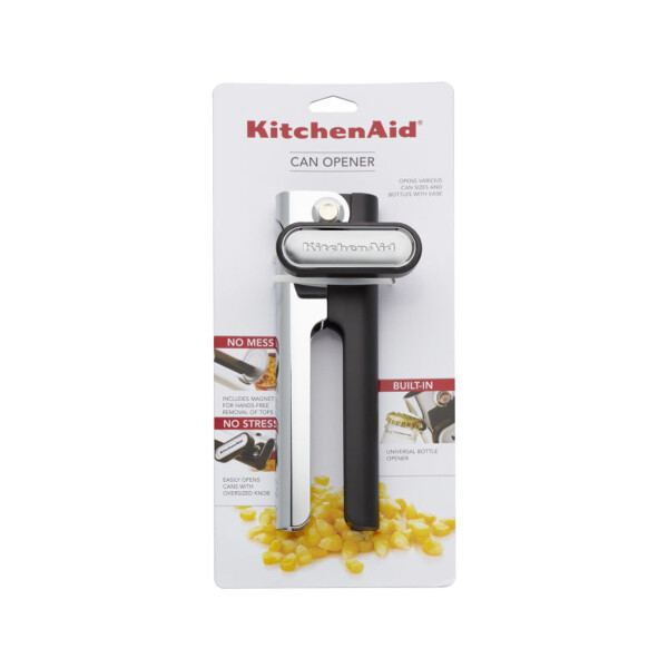 Qora rangdagi KitchenAid No Mess ko'p funksiyali konserva ochuvchi - 21