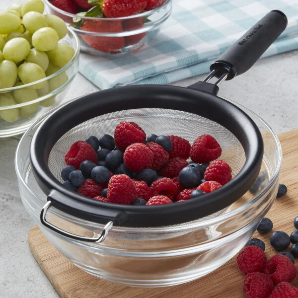 Qora rangli, 7 dyuymli, zanglamaydigan po'latdan yasalgan, to'rsimon süzgich, idish yuvish mashinasida yuvilishi mumkin - Modazone