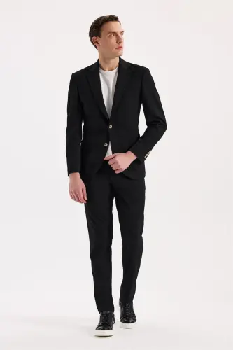 Qora rangli Comfort Fit, beli rezinali, egiluvchan sport jogger shimi 