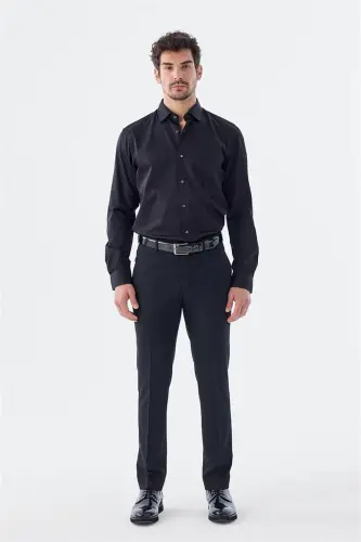Qora rangli Comfort Fit yon cho‘ntakli shim - 1