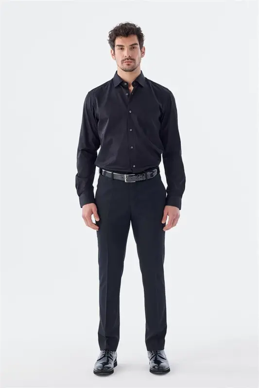 Qora rangli Comfort Fit yon cho‘ntakli shim - 1