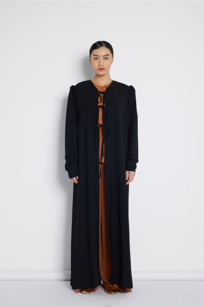 Qora rangli dantelli abaya - NUUM DESIGN