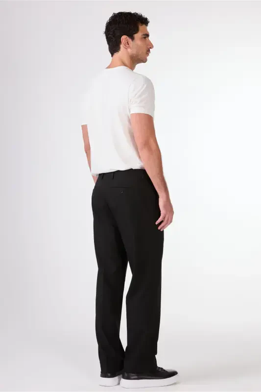 Qora rangli erkaklar uchun Regular Fit oddiy Klassik shimlar - 98178 - 3