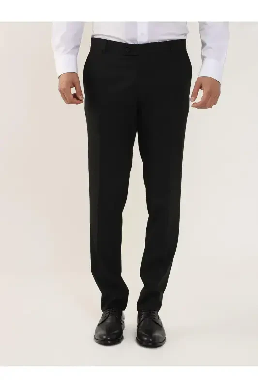 Qora rangli erkaklar uchun Regular Fit to‘g‘ri klassik shimlar - 103979 - DUFY