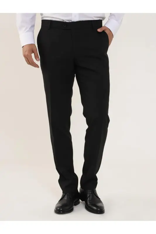 Qora rangli erkaklar uchun Regular Fit to‘g‘ri klassik shimlar - 103979 - 3
