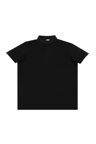 Qora rangli slim fit tugmali polo yoqa futbolka - 3