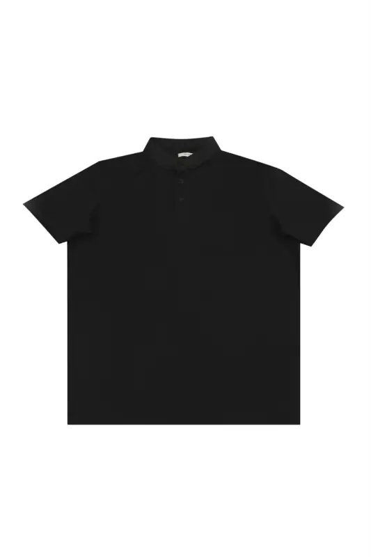 Qora rangli, slim fit, tugmali polo yoqa futbolka - 3
