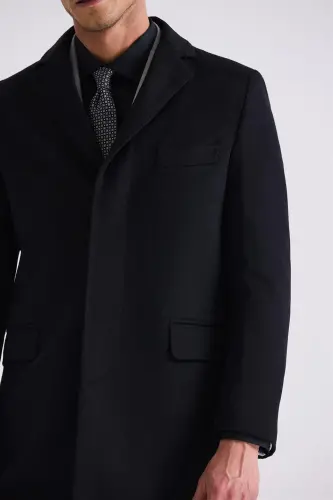 Qora Regular Fit Mono Yoqali Junli Kash Kaban - 3