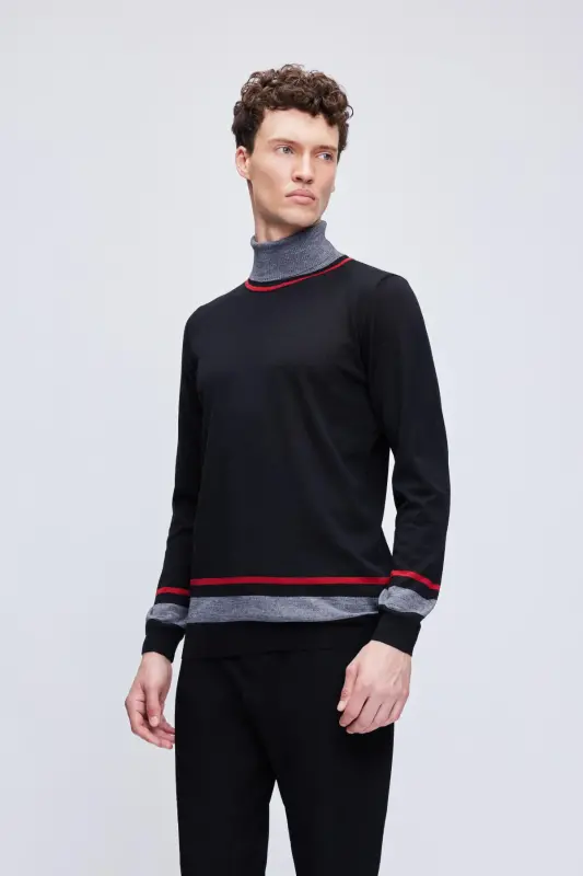Qora Regular Fit полосатый водолазка jun трикотаж - 1