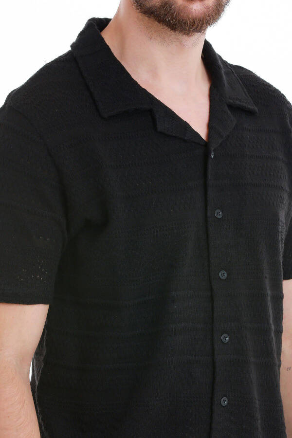 Qora Regular Fit tekis polo yoqali futbolka - qora - 4