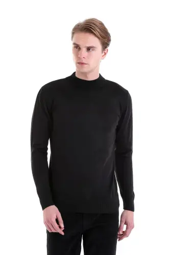 Qora Regular Fit tekis yarim водолазка jun trikotaji - 3