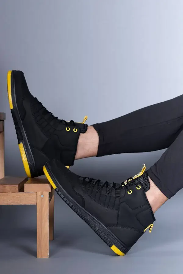 Qora Sari Erkaklar Sneaker Bot 00122262 - 10