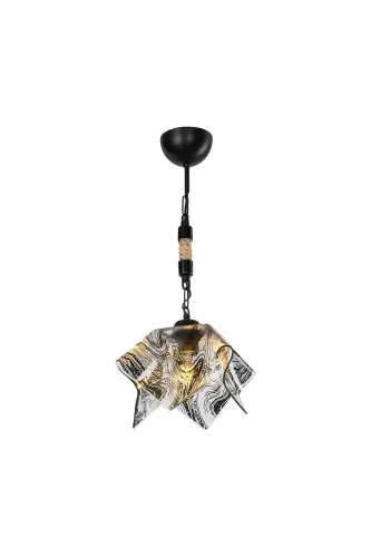 Qora shisha osma qandil yotoq xonasi mehmonxona oshxona yo'lak chiroq - Qora - 4