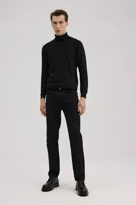 Qora Slim Fit 5 cho'ntakli sport shim - JAKAMEN