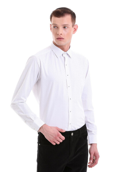 Qora Slim Fit bosma paxta Slim yoqali uzun qisma - 3