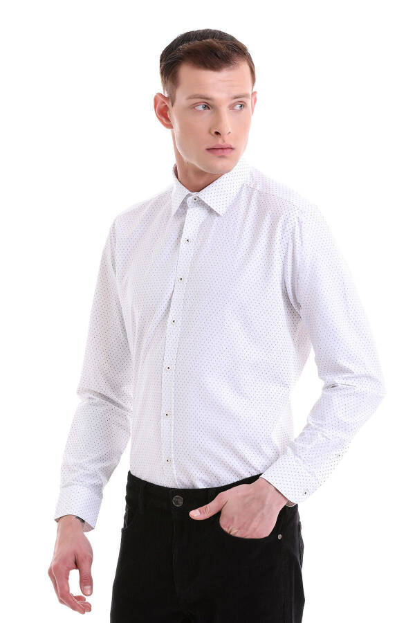 Qora Slim Fit bosma paxta Slim yoqali uzun qisma - 4