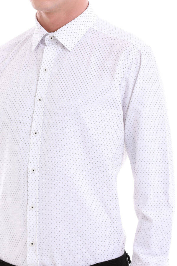 Qora Slim Fit bosma paxta Slim yoqali uzun qisma - 5