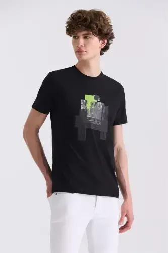 Qora Slim Fit Futbolka - Modazone (1)