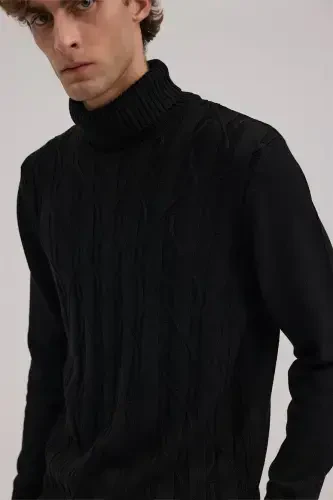 Qora Slim Fit naqshli to'liq водолазка трико - 3