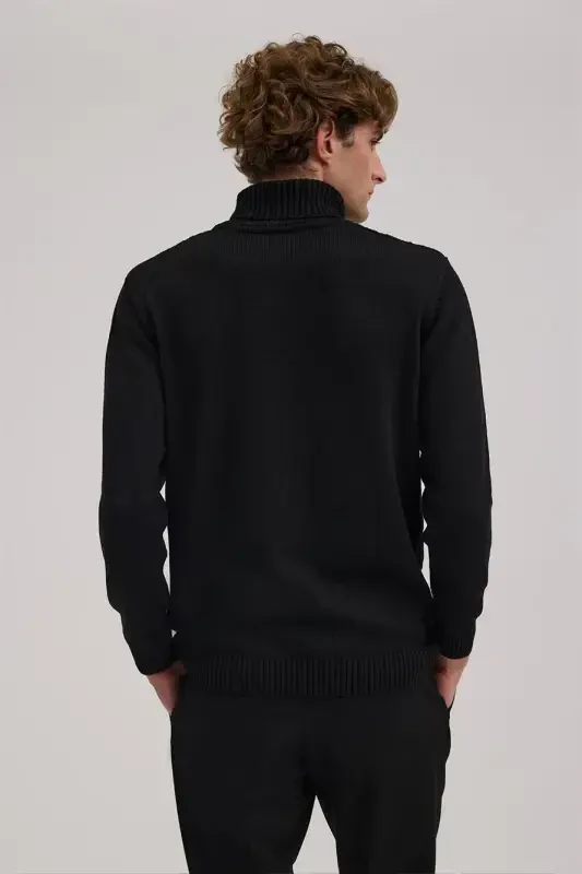 Qora Slim Fit naqshli to'liq водолазка трико - 4