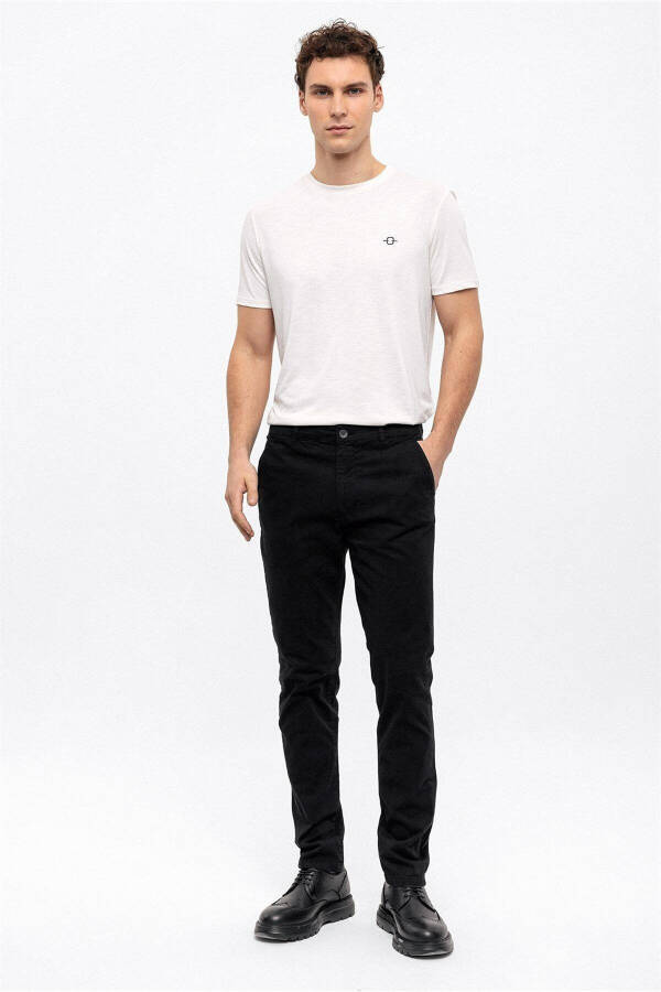 Qora Slim Fit Paxta Chino Shimlari - 1