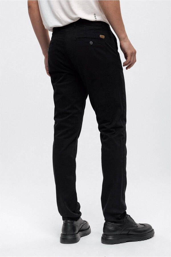 Qora Slim Fit Paxta Chino Shimlari - 5