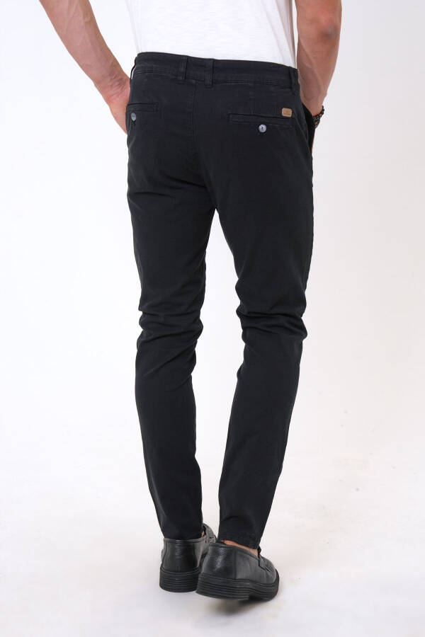 Qora Slim Fit Paxta Mustahkamlangan Chino Shimlar - 3