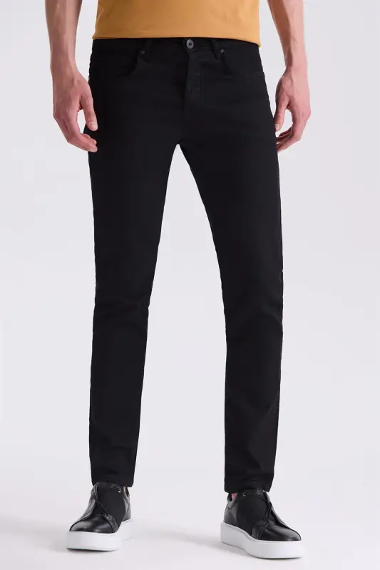 Qora slim fit paxtali jinsi shim - JAKAMEN