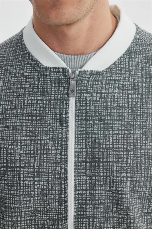 Qora Slim Fit Paxtali Kollej Mavsumiy Kurtka - 3