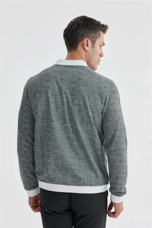 Qora Slim Fit Paxtali Kollej Mavsumiy Kurtka - 4