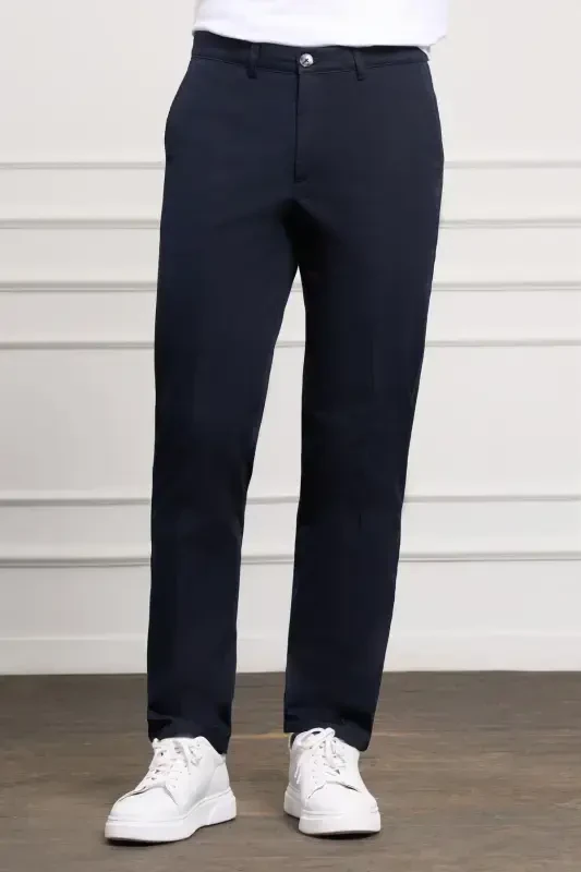 Qora Slim Fit Tor Kesimli Yon Cho'ntak Bog'ichli Jogger Erkak Shim - 1