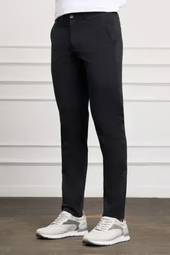 Qora Slim Fit Tor Kiyimli Chino Yon Cho'ntak Erkaklar Shim - MORVEN (1)