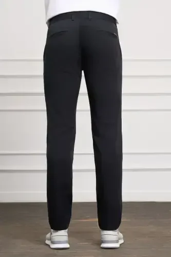 Qora Slim Fit Tor Kiyimli Chino Yon Cho'ntak Erkaklar Shim - 3