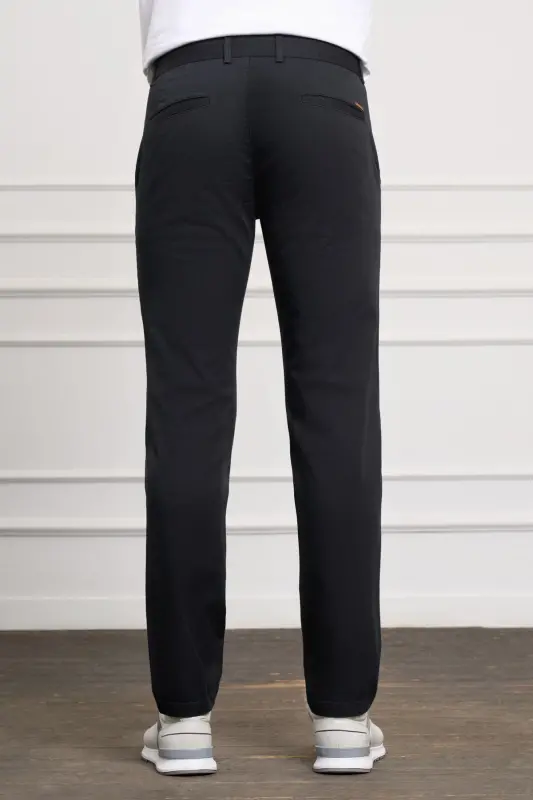 Qora Slim Fit Tor Kiyimli Chino Yon Cho'ntak Erkaklar Shim-A.Qora - 3