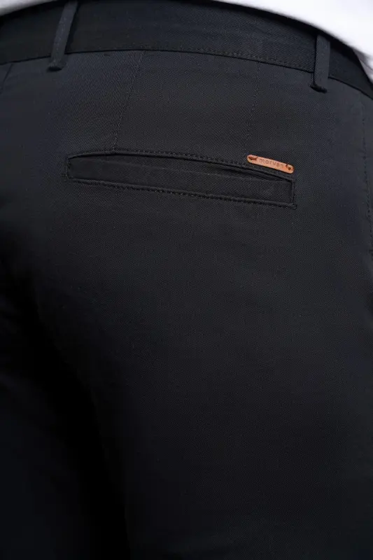 Qora Slim Fit Tor Kiyimli Chino Yon Cho'ntak Erkaklar Shim-A.Qora - 4