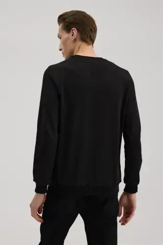 Qora Slim Fit Velosiped Yoqali Asosiy Sviter - 4