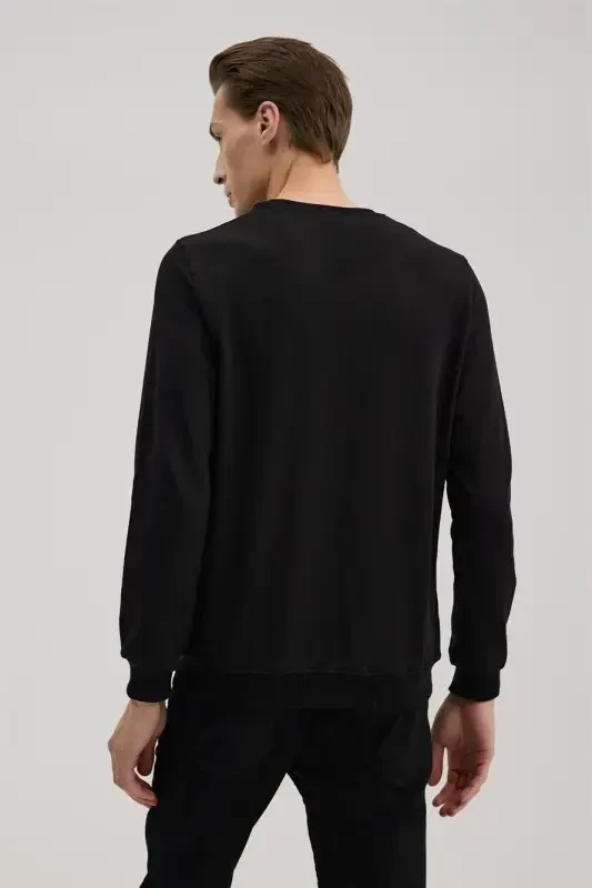 Qora Slim Fit Velosiped Yoqali Asosiy Sviter - 4