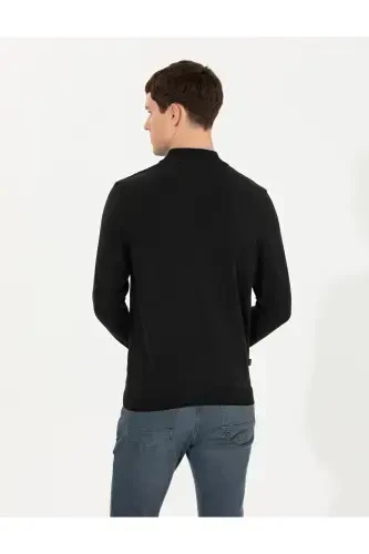 Qora Slim Fit Yarim Balıkçı Yaka Triko Kazak 50265917-VR046 - 6